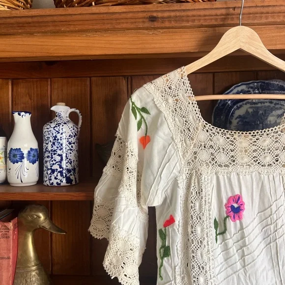 Floral Mexican Embroidered Dress - Picture 2 of 11